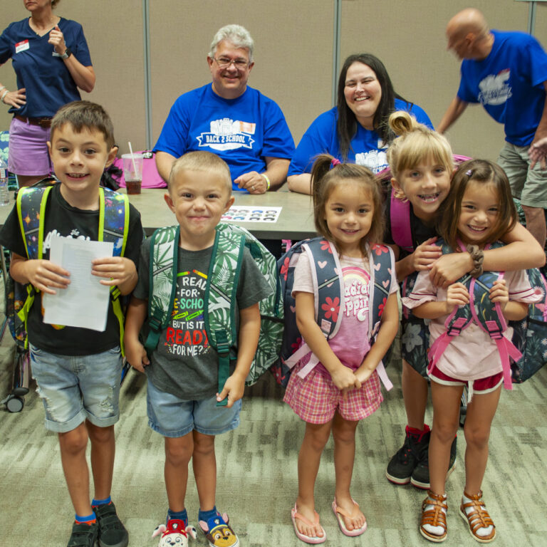 Students and volunteers at Operation Back 2 School.
