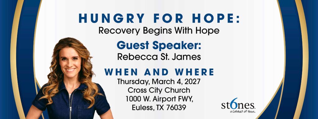 Hungry For Hope 2027 sponsorship dinner with guest speaker Rebecca St. James at Cross City Church in Euless, Texas.